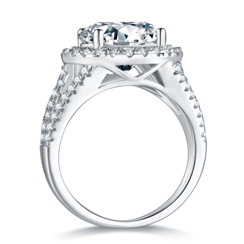 Classic圆包S925银镀白金MoissaniteWomen's Ring5.0ctD级